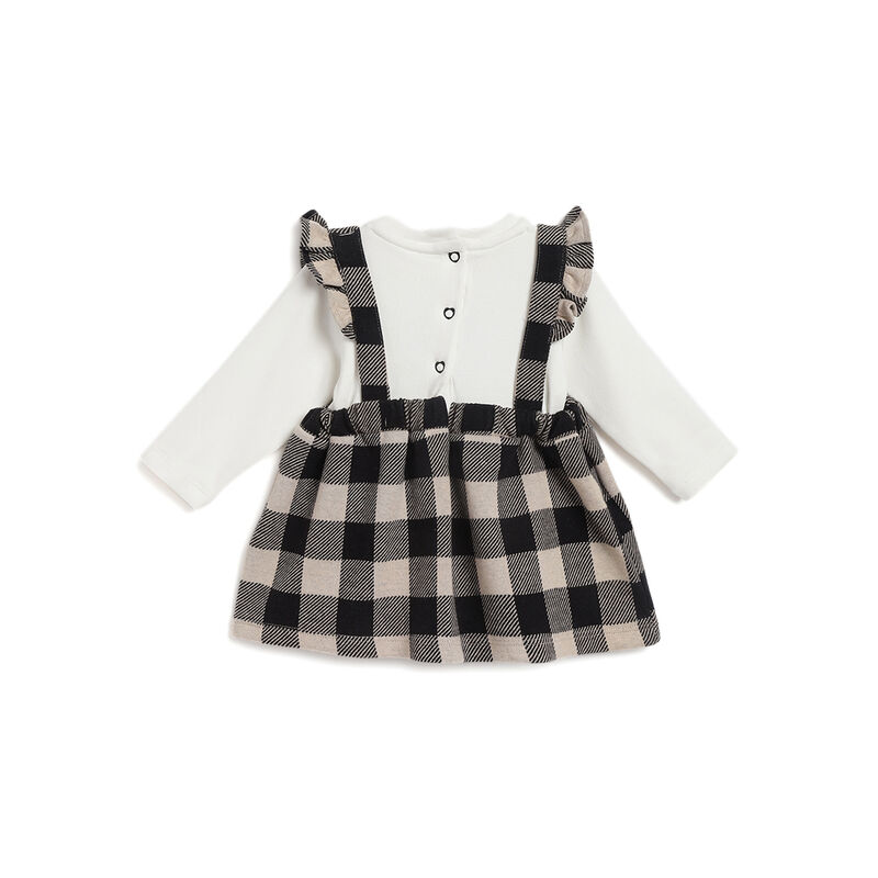 Girls White & Black Checkered Dress image number 1